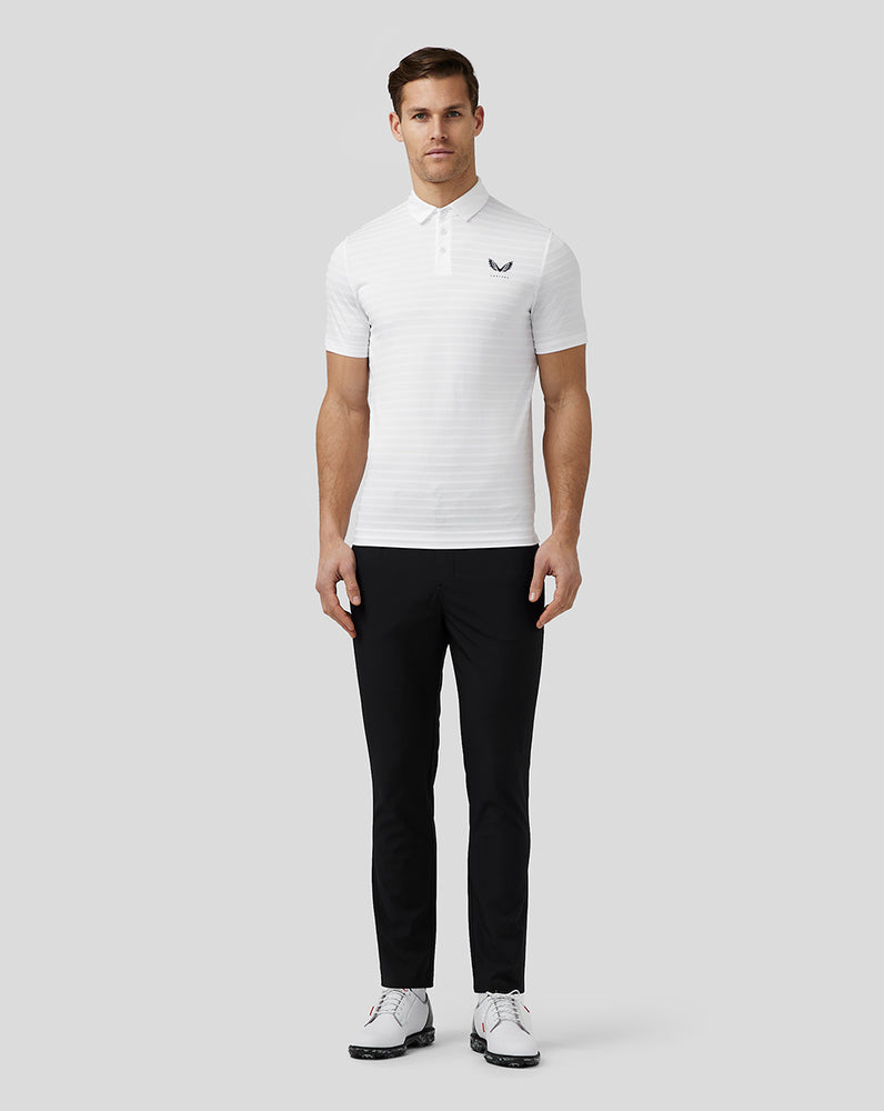 Castore Golf Textured Pique Stripe Polo Wit | WTSA-82371