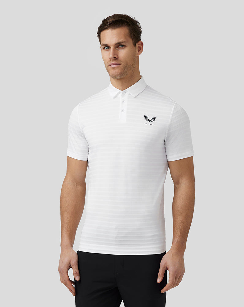 Castore Golf Textured Pique Stripe Polo Wit | WTSA-82371