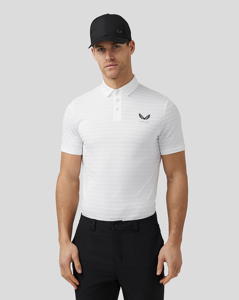 Castore Golf Textured Pique Stripe Polo Wit | WTSA-82371